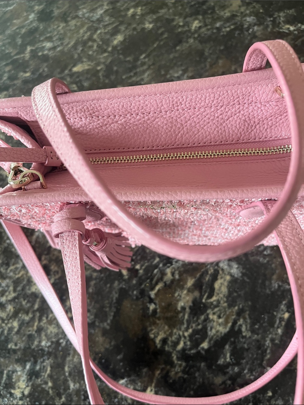 kate spade Pink Tweed Shoulder Bag with Tassels - Picture 3 of 5